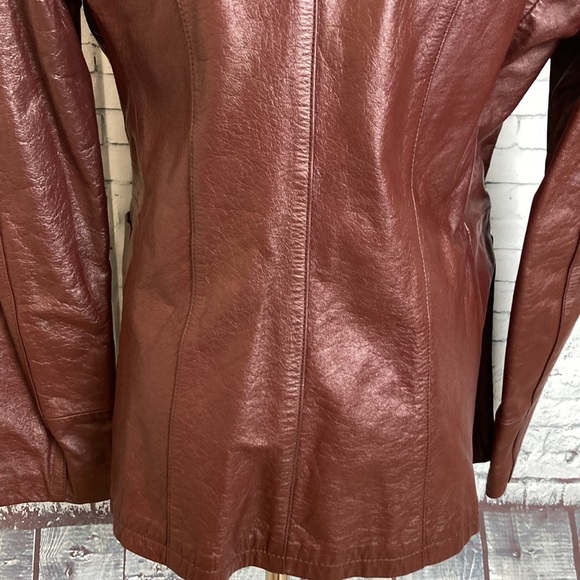 Wilsons Leather Vintage 70s Leather Jacket Blazer Sz 10 Maroon Boho Retro Hippie - Picture 13 of 16